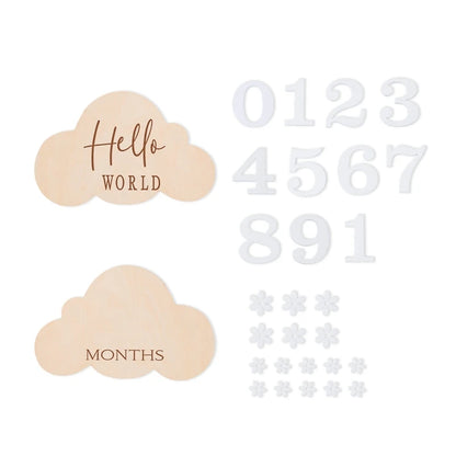 1Set Wooden Baby Month Milestone Card Flower Shape Record Card Newborn Birthday Gift Souvenir Baby Photo Photography Accessories