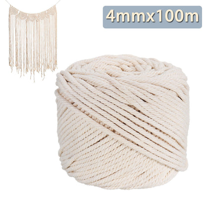 4Mmx100M Natural Cotton Rope Cord String Twisted Beige Craft Macrame Artisan AU